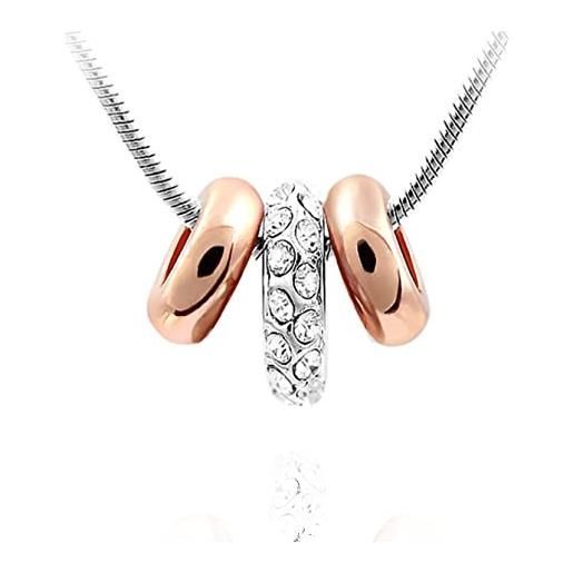 Quadiva e!Collana 'tre anelli', decorata con cristalli scintillante di swarovski®, colore: placcata in oro 18 carati