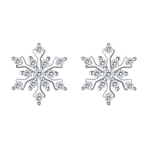 Clearine orecchini donna 925 argento zirconia cubica amabile fiocco di neve stud orecchini trasparente