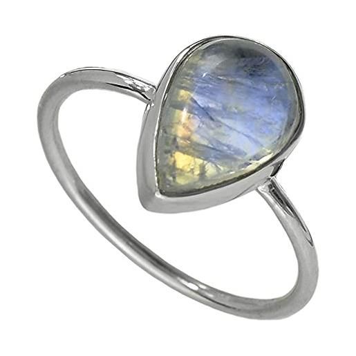I-be, anello con pietra di luna arcobaleno in argento sterling 925 107914 e argento, 16, cod. 107914