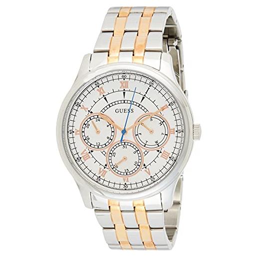 GUESS men's quartz analong watch 43mm steel bracelet & case quartz white dial analog watch w1180g1