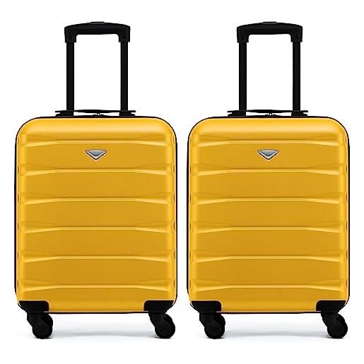 Flight Knight set di 2 valigie rigide in abs leggere a 4 ruote - bagaglio a mano approvato per oltre 60 compagnie aeree tra cui easy. Jet, jet2 e dimensioni massime per ryanair (priorita) 55x40x20cm