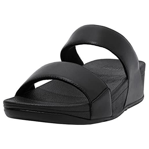 Fitflop lulu slide leather, schiebe-sandalen donna, schwarz, 42 eu