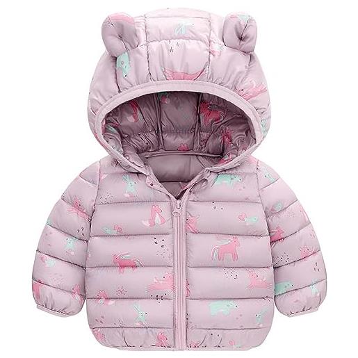 Happy Cherry bambino inverno giacche maniche lunghe cappotto piumino con cappuccio carino neonato leggero giubbotto trapuntato caldo comodo viola 12-18 mesi