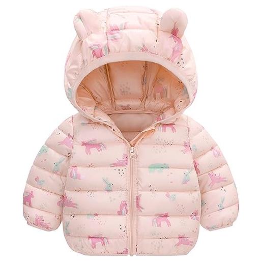 Happy Cherry bambino inverno giacche maniche lunghe cappotto piumino con cappuccio carino neonato leggero giubbotto trapuntato caldo comodo viola 12-18 mesi