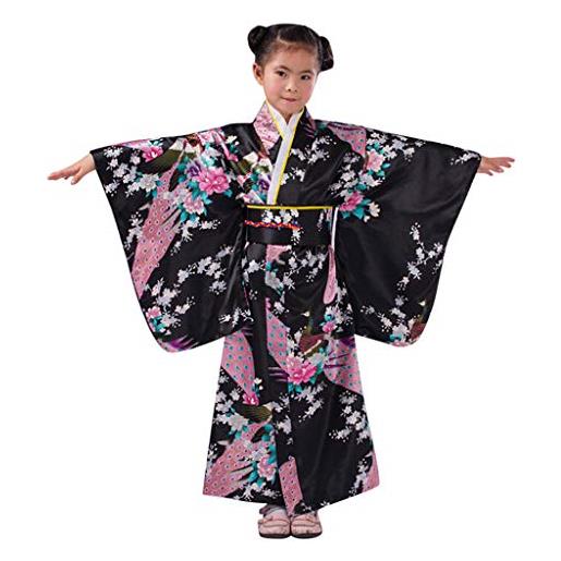 Xmiral abiti kimono robe costume tradizionale giapponese toddler bambini neonate abiti (150cm, rosa)