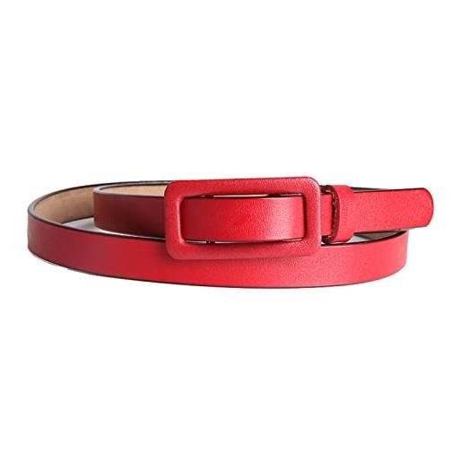 EKLART cintura da donna in vera pelle for abiti cintura sottile da donna cinturino da donna rosa cammello rosso solido (size: 42in/105cm, color: red)