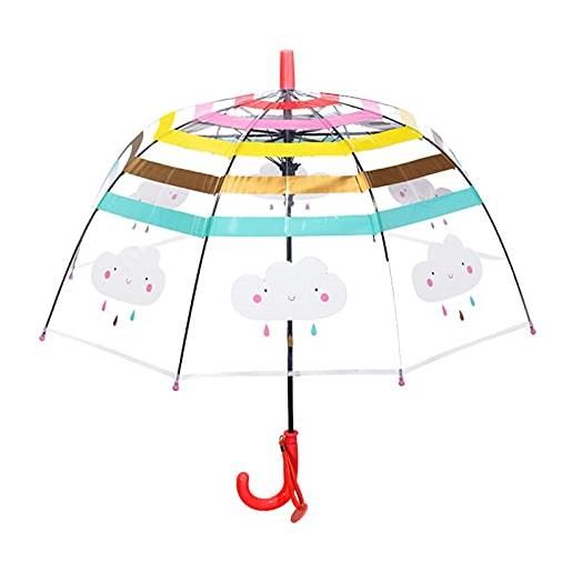 NZXVSE ombrello trasparente per bambini, simpatico ombrello pieghevole con apertura automatica e manico facile da impugnare, per bambini e ragazze, rosso, 27.5 x 26 inch
