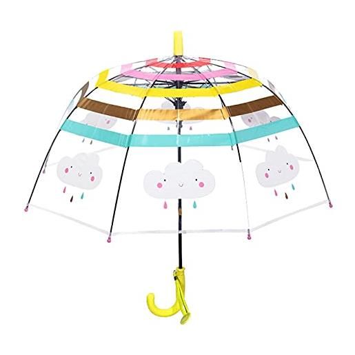 NZXVSE ombrello trasparente per bambini, con apertura automatica, pieghevole, con manico facile da impugnare, per bambini e ragazze, giallo