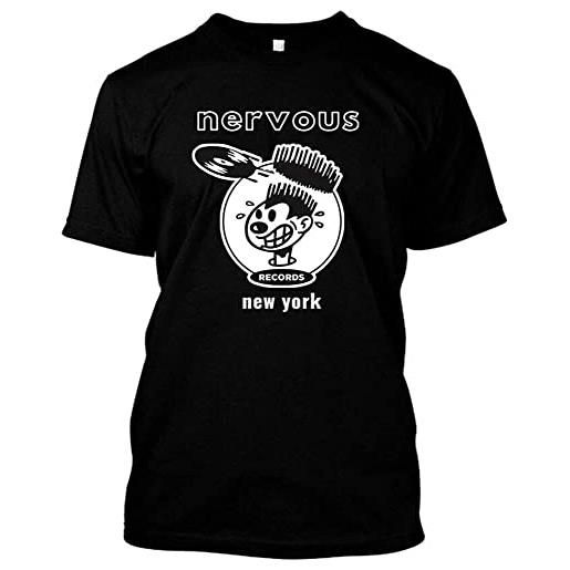 HOUYI nervous records t shirt - new york city house hip hop dance music unisex. Top sweatshirt short sleeve black xl