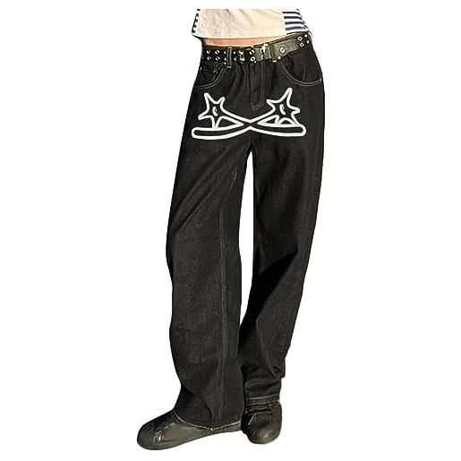 ORANDESIGNE uomo hip hop baggy jeans stampati cargo jeans pantaloni stile hipster denim gamba larga allentata per adolescenti vintage harajuku jeans dritti i rosa s