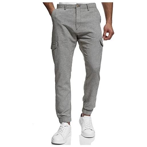 Indicode uomini booth cargo pants | pantaloni cargo in lino e cotone con 6 tasche navy m