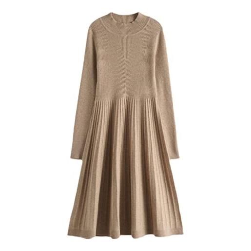 Hamthuit autunno inverno alto elastico solido maglione di cashmere vestito caldo base maglia pullover donne slim abiti casual, dark brown, xl