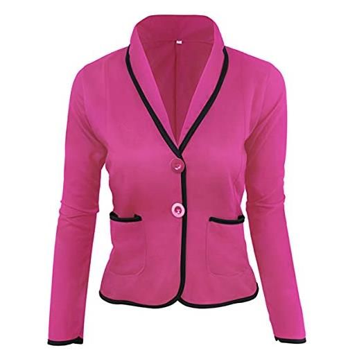 LOKIH giacca da abito da donna blazer giacca da abito elegante da uomo in tinta unita casual sottile, rosa, s