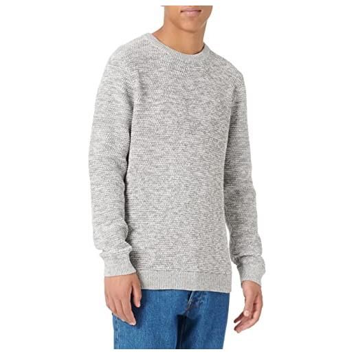 SELECTED HOMME slhvince ls knit bubble crew neck w noos maglione, marshmallow/dettaglio: twisted w. Light grey, m uomo