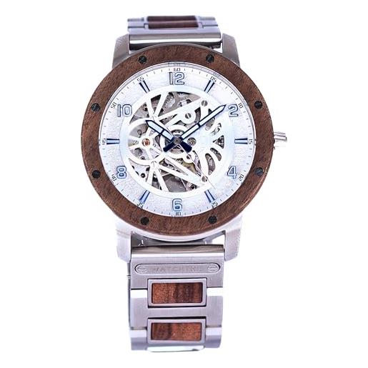 WAT WATCHTHIS watchthis tokyo orologio da uomo di lusso - orologio meccanico automatico realizzato a mano in vero legno e acciaio inox, movimento preciso, sostenibile, con scatola inclusa, bianco, moderno