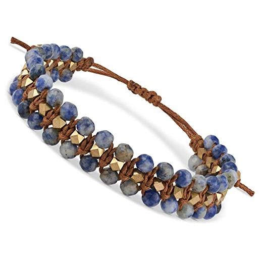 BENAVA bracciale yoga da donna perline di sodalite con perline artigianali blu | bracciale di pietre dure per la meditazione | 16-24 cm