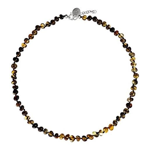 Genuine Amber collana da donna con perline di ambra baltica grezza assemblate a mano, con chiusura in argento sterling, gemma, ambra
