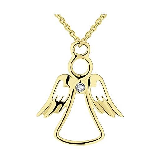 FJ collana angelo custode argento 925 con aaa zirconia cubica gioielli regalo per donna