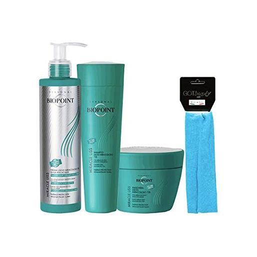 DC CASA biopoint set miracle liss: shampoo 200 ml + maschera 200 ml + crema 72 h 200 ml + fascia per capelli