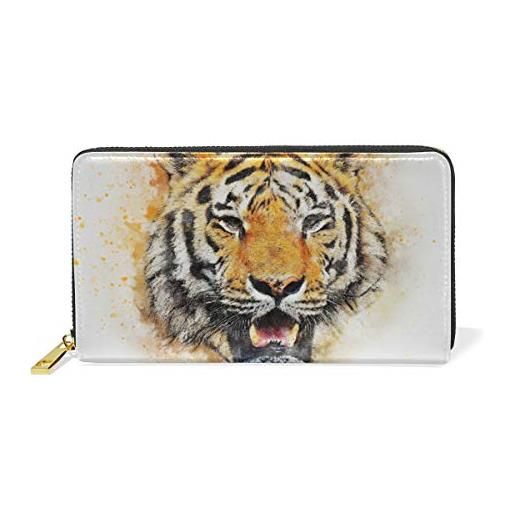 Sawhonn tigre selvaggia dell'acquerello selvaggio portafoglio da donna in pelle con cerniera portamonete ragazza portafogli per telefono