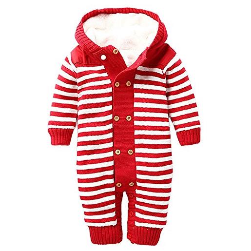 Minetom unisex neonato bambino maniche lunghe maglieria tuta caldo morbido maglione pagliaccetto rosso 6-12 mesi