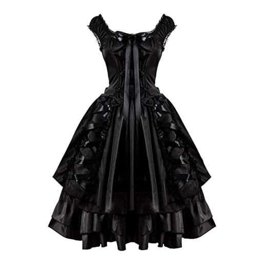 Generic 2023 nuovo - donne vintage slim gotico classico nero strati pizzo goth lolita cosplay dress gothic abbigliamento lotto, nero , s