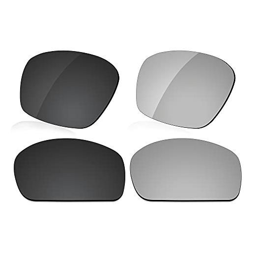 LenzReborn lente polarizzata ricambio per arnette boiler an4207 sunglass - altre opzioni, nero scuro + grigio argento, taglia unica