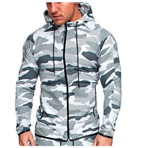 OHXSM felpa con cappuccio mimetica da uomo giacche leggera felpa con cappuccio a maniche lunghe con zip top maglione felpa con cappuccio con zip da uomo giacca mimetica top giacca cardigan mimetico