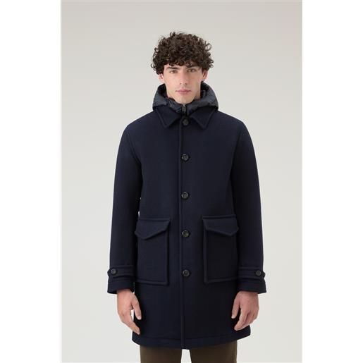 Woolrich uomo cappotto in misto lana italiana riciclata blu taglia xs