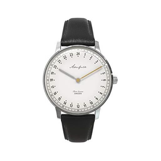 Akerfalk Watches akerfalk first season quarzo pelle nero acciaio bianco vintage orologio uomo