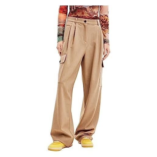 Desigual pant_mineral-lacroix pantaloni casual, marrone, l donna