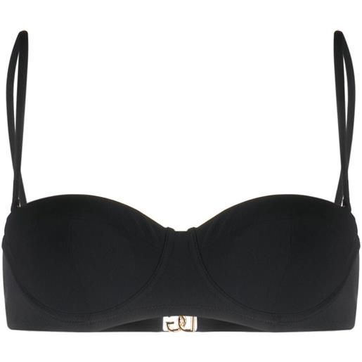 Dolce & Gabbana top bikini con placca logo - nero