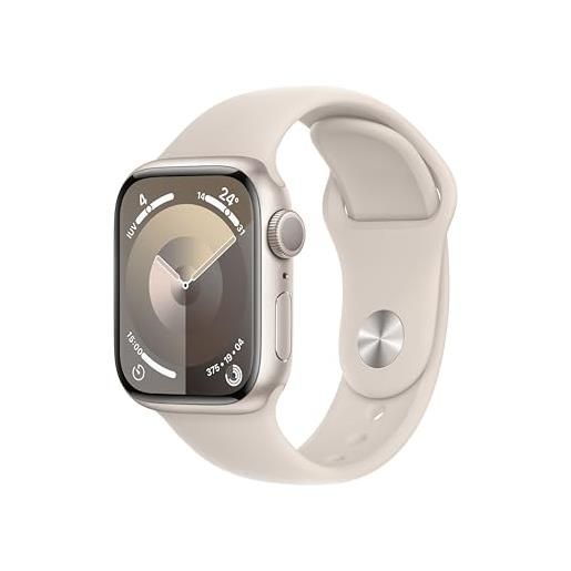Apple watch series 9 gps 41mm smartwatch con cassa in alluminio color galassia e cinturino sport galassia - m/l. Fitness tracker, app livelli o₂, display retina always-on, resistente all'acqua
