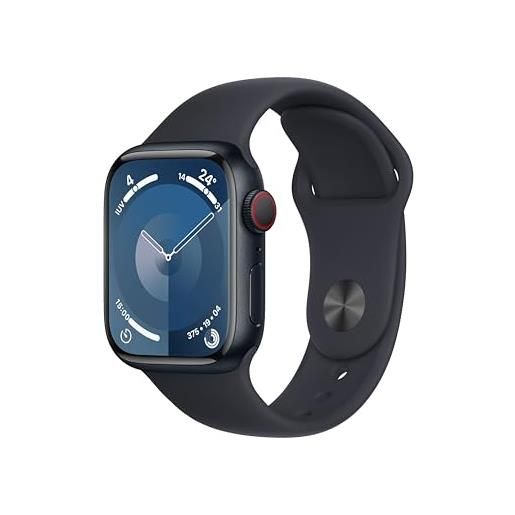 Apple watch series 9 gps + cellular 41mm smartwatch con cassa in alluminio color mezzanotte e cinturino sport mezzanotte - m/l. Fitness tracker, app livelli o₂, display retina always-on