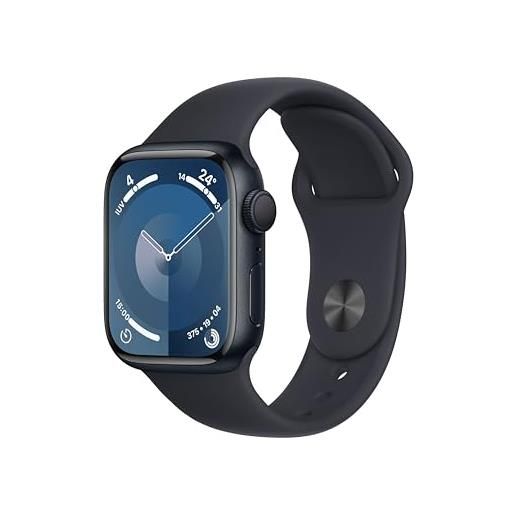 Apple watch series 9 gps 41mm smartwatch con cassa in alluminio color mezzanotte e cinturino sport mezzanotte - m/l. Fitness tracker, app livelli o₂, display retina always-on, resistente all'acqua
