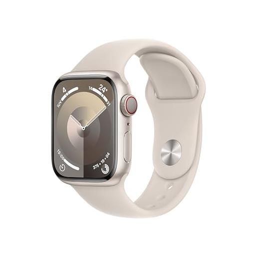 Apple watch series 9 gps + cellular 41mm smartwatch con cassa in alluminio color galassia e cinturino sport galassia - m/l. Fitness tracker, app livelli o₂, display retina always-on