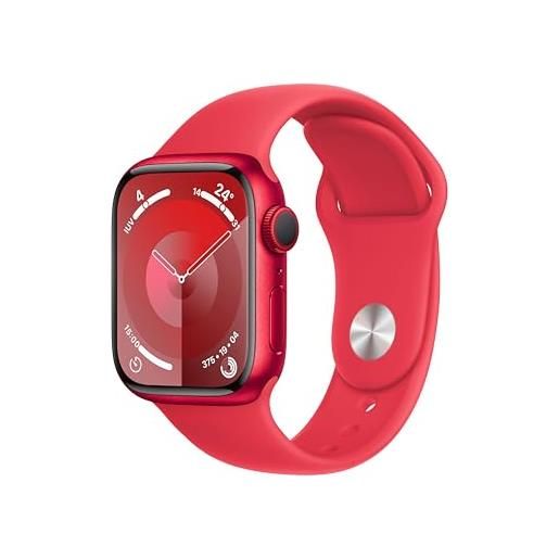 Apple watch series 9 gps 41mm smartwatch con cassa in alluminio (product) red e cinturino sport (product) red - s/m. Fitness tracker, app livelli o₂, display retina always-on, resistente all'acqua