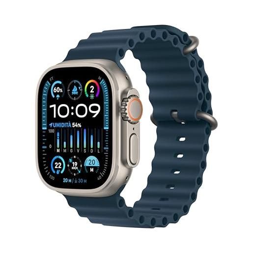 Apple watch ultra 2 gps + cellular 49mm smartwatch con robusta cassa in titanio e cinturino ocean blu. Fitness tracker, gps di precisione, tasto azione, batteria a lunghissima durata
