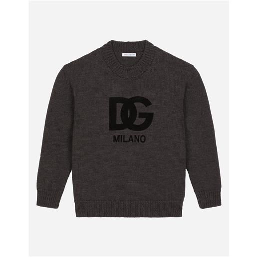 Dolce & Gabbana maglione girocollo in lana con logo dg floccato