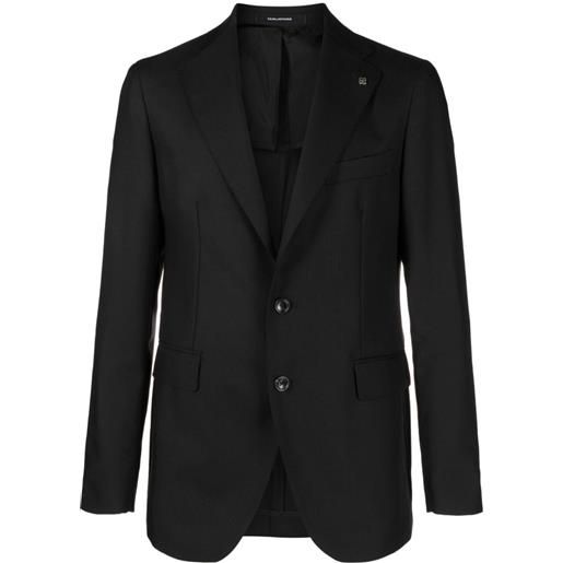 Tagliatore blazer monopetto con placca logo - nero
