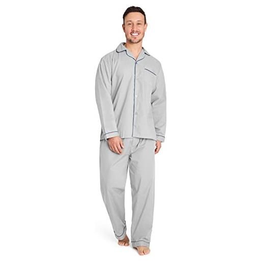 CityComfort pigiama uomo cotone lungo con bottoni(grigio, xl)