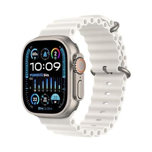 Apple watch ultra 2 gps + cellular 49mm smartwatch con robusta cassa in titanio e cinturino ocean bianco. Fitness tracker, gps di precisione, tasto azione, batteria a lunghissima durata