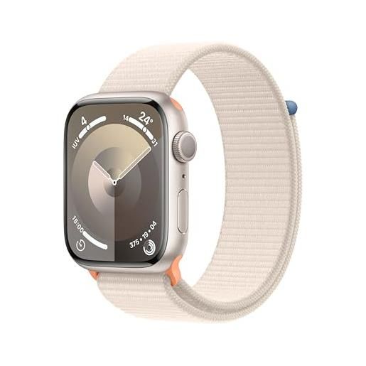Apple watch series 9 gps 45mm smartwatch con cassa in alluminio color galassia e sport loop galassia. Fitness tracker, app livelli o₂, display retina always-on, resistente all'acqua