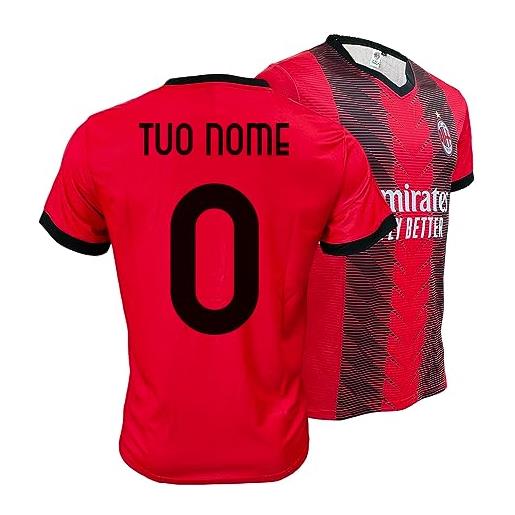 ZeroPlayer maglia milan personalizzabile home 2022 2023 replica ufficiale, rosso, nero, 100% poliestere, 6 anni