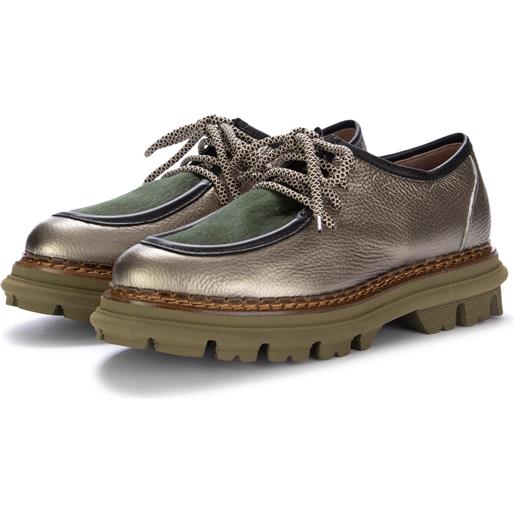 CATERINA C | scarpe allacciate pelle cavallino bronzo verde