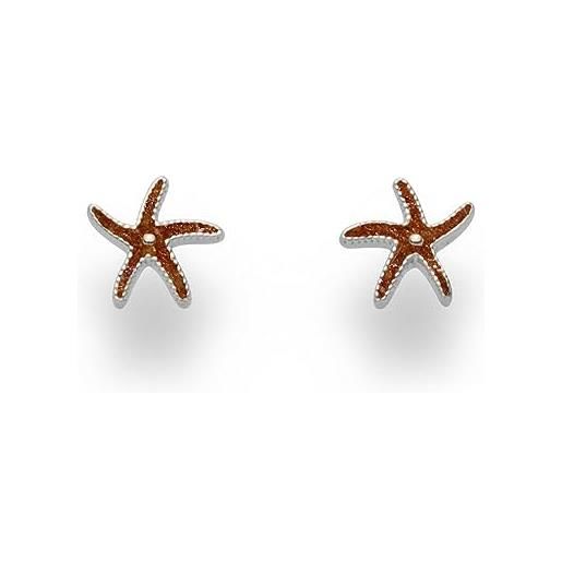 DUR Schmuck dur o5131 - orecchini con stella marina in argento sterling 925 impreziositi da ambra, 8 mm, 8 mm, argento sterling, nessuna pietra preziosa