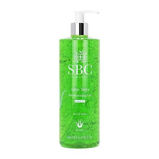 SBC Skincare - gel idratante per viso e corpo con aloe vera - 500 ml - aiuta a calmare, proteggere e rigenerare la pelle - crema idratante - aloe vera moisturising gel