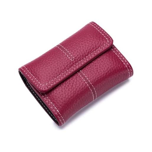Jimiruigro portafoglio di carta di modo delle donne del cuoio genuino della borsa della moneta piccola, vino rosso-034, taglia unica, classico