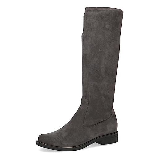 CAPRICE stivali alti da donna senza tacco al ginocchio vegani, nero (black stretch), 40 eu