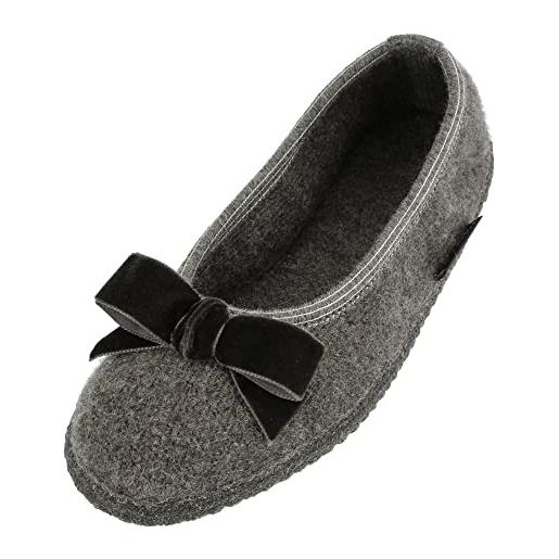 HAFLINGER pantofole per donne fiocco 623322, numero: 38 eu, colore: grigio